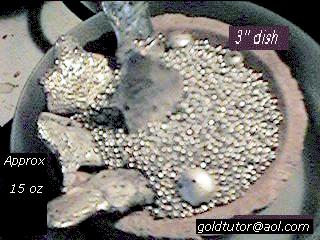 gold pan with recovered metals